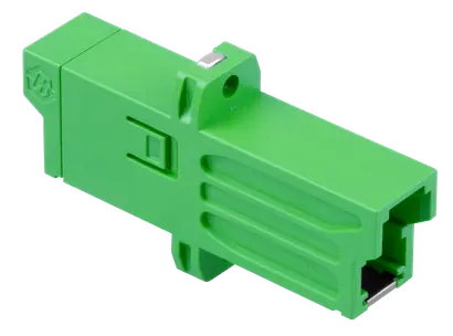 E-2000® adapter, SM, APC, 2-hole flange, simplex, green