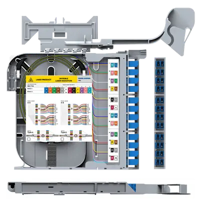 LISA ribbon splice cassette LEFT, 24x fiber, 12xLCD UPC, G.657.A2, NS | TIA, HS incl