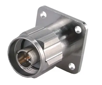 COAXIAL CONNECTOR, N, 50 Ohm, Straight panel receptacle, plug (male), flange mount