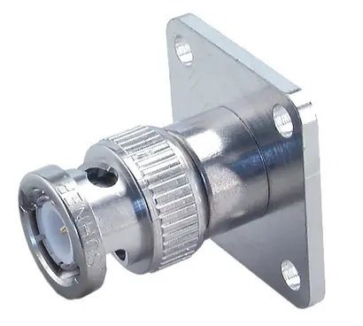 COAXIAL CONNECTOR, BNC, 50 Ohm, Straight panel receptacle, plug (male), flange mount
