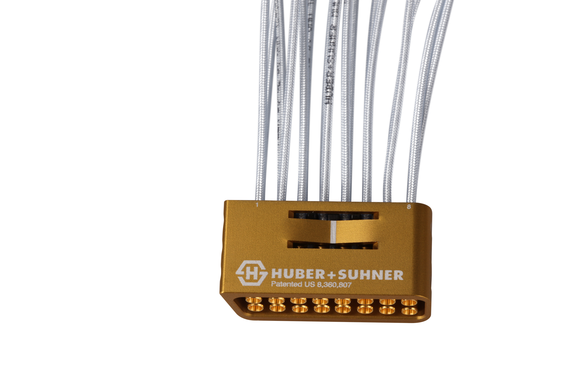 Multicoax breakout, 2x8, MXP (female) to PC24 (female), 50 Ohm, 50 GHz, 152mm