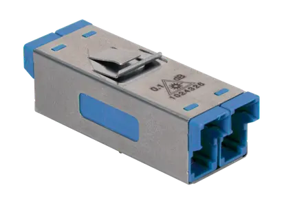 E-2000® Adapter, SM, UPC, Einrastflansch, Duplex, blau