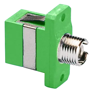 Adapter SC / FC, SM, APC, 2-hole flange, simplex, green