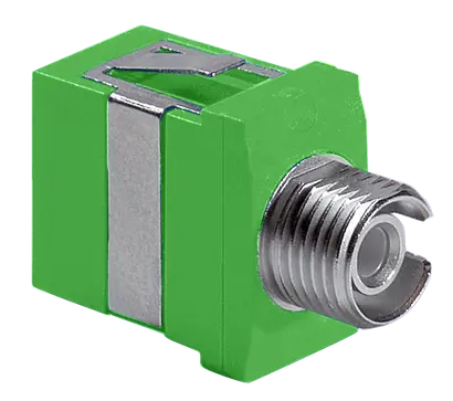 Adapter SC / FC, SM, APC, snap-in flange, simplex, green