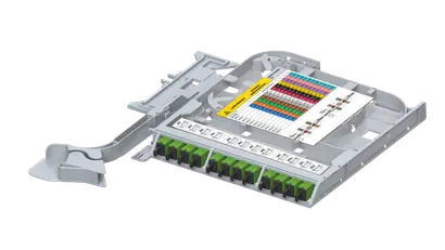 LISA ribbon splice cassette RIGHT, 144x fiber, 12xMTP12 male APC, G.657.A2, TIA, HS incl