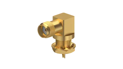 COAXIAL CONNECTOR, SMA, 50 Ohm, Right angle bulkhead receptacle, jack (female)