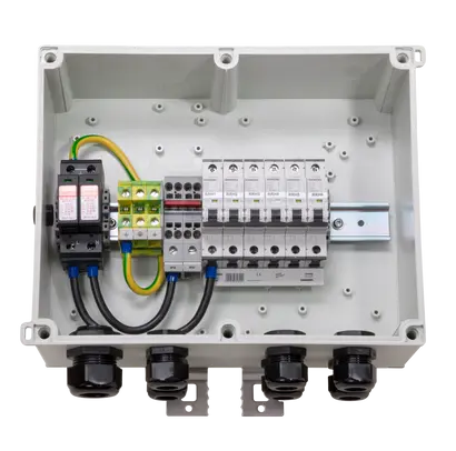 PTTA Box für 6 RRH, Stromverteilung mit CB und OVP
