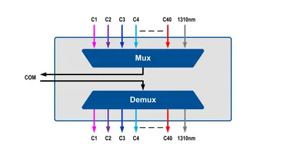 40 DWDM Dual Fiber Mux/DeMux