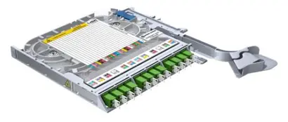 LISA Spleißkassette links, 24xSM G.652.D, LCD APC, DIN, Sandwich exkl.