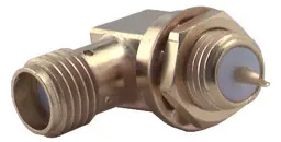 COAXIAL CONNECTOR, SMA, 50 Ohm, Right angle bulkhead receptacle, jack (female)