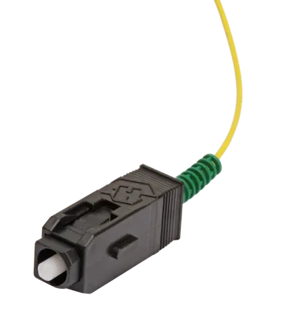 Pigtail, SC, APC, 0.9mm, yellow, SM ultra