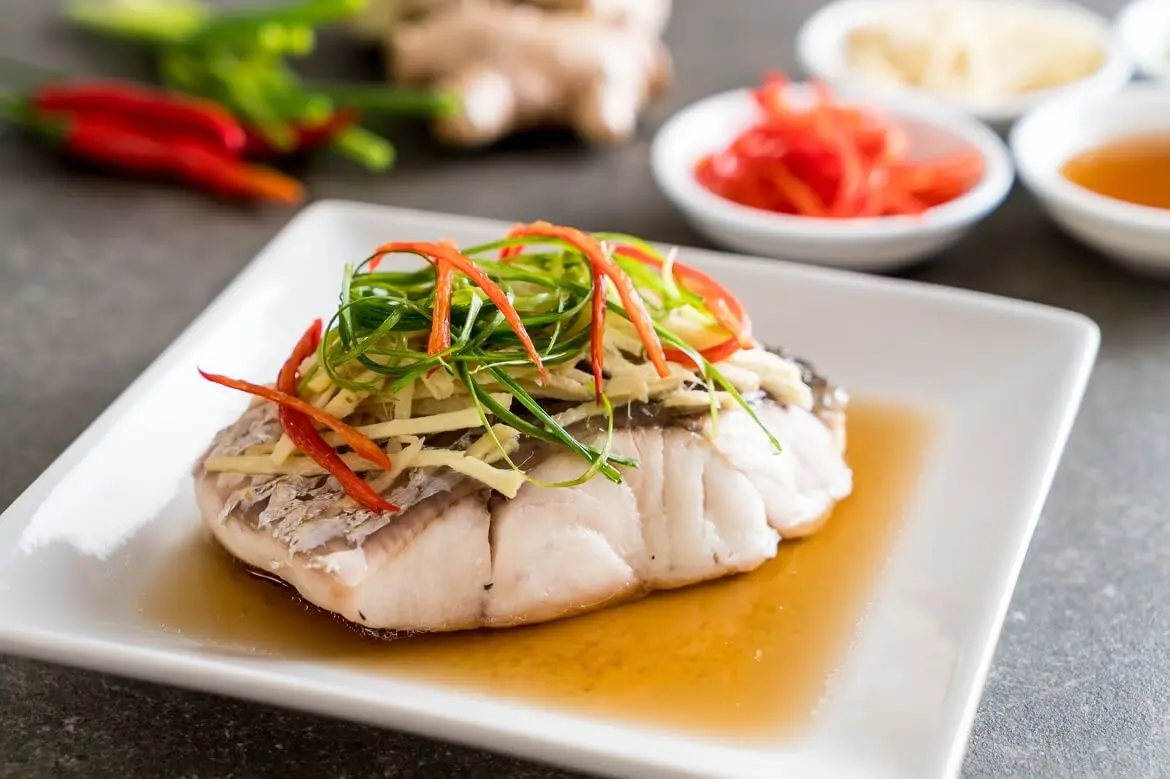 Steamed Sea Perch with Lily Bulbs and Honey Soya Sauce