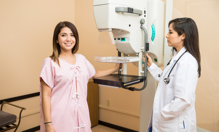 Woman getting a mammography