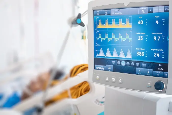 A patient in the ICU being monitored due to a cardiac emergency