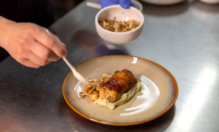 Roast chicken roulade preparation