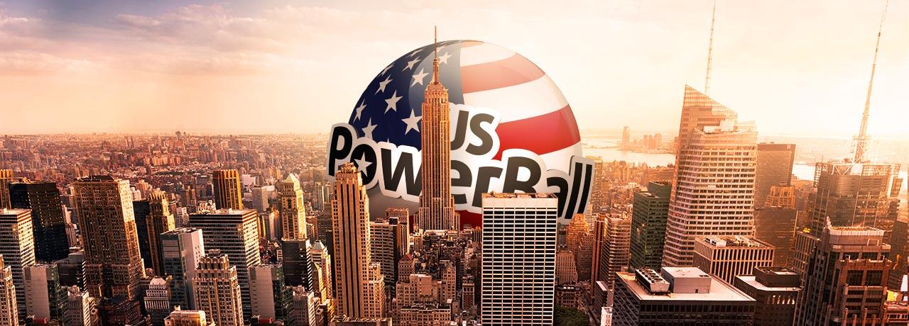 PowerBall-logga bland skyskrapor