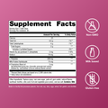 Supplement Facts image for HerWellness Rapid Stress Relief showing 200 mg L-Theanine and 75 mg Milk Protein Hydrolysate per serving. Also highlights that the product is Non-GMO, Gluten-free, and Milk-based.