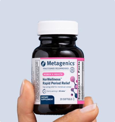 Three women stand in a row against a soft, neutral background, each wearing a sleeveless top in warm, earthy tones. They appear to be of varying ages and ethnicities, representing the broad spectrum of women who may benefit from HerWellness™. The image accompanies a banner inviting users to take a quiz to find their personalized supplement match for hormone balance, stress, sleep, and more.