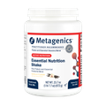 Container of Metagenics Essential Nutrition Shake, vanilla flavor, transparent background. 