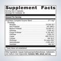 Supplement facts label for Metagenics SpectraZyme® Complete, 60 capsules, showing detailed ingredients and daily nutrition.