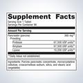 Supplement facts label for Metagenics SpectraZyme® Pancreatic Enzymes, 90 tablets, showing detailed ingredients and daily nutrition.