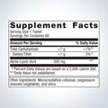 Supplement facts label for Metagenics Alpha-Lipoic Acid 300 mg—60 tablets, showing detailed ingredients and daily nutrition.