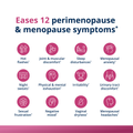 Infographic showing the effects of taking HerWellness Estrovera: relieves 12 menopause and perimenopause symptoms, including hot flashes, sleep issues, mood swings, and more.