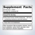 Supplement facts label for Metagenics Perimine®, 60 tablets, showing detailed ingredients and daily nutrition.