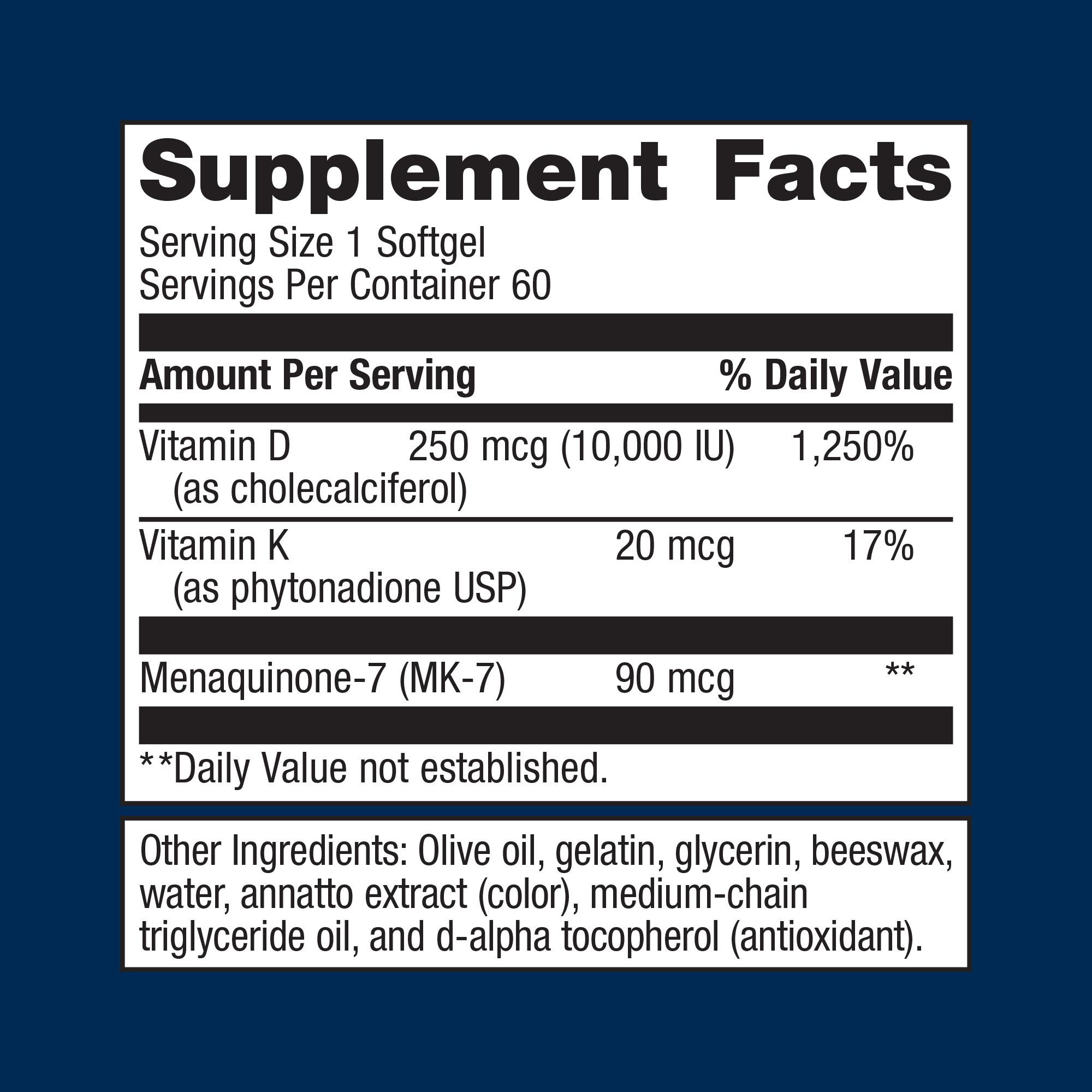 Vitamin D3 10,000 + K 4