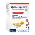 Metagenics Endura® Electrolyte Powder, 30 packets, on a light background. Supports hydration.
