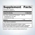 Supplement facts label Metagenics MetaSleep®, 60-capsules, showing detailed ingredients and daily nutrition values.