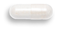 White UltraFlora® capsule by Metagenics with drop shadow.