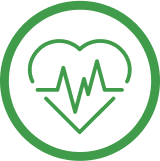 Green icon of a heart with EKG line representing Cardiometabolic health.