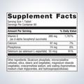 Supplement facts label for Metagenics E-400 Selenium™—60 tablets, showing detailed ingredients and daily nutrition.