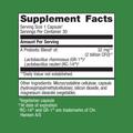 Supplement facts label for Metagenics UltraFlora® Women's Probiotic—30 capsules, showing detailed ingredients and daily nutrition.