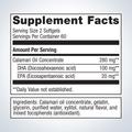 Supplement facts label for Metagenics Omegagenics® Kids DHA—120 softgels, showing detailed ingredients and daily nutrition.