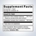 Supplement facts label for Metagenics Ceriva®—30 tablets showing detailed ingredients and daily nutrition.