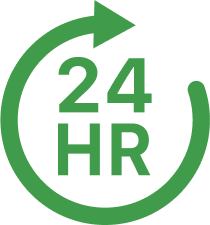 Icon with a forward arrow surrounding "24 HR," symbolizing that UltraFlora® advanced probiotics provide continuous gut support throughout the day with just one daily dose.