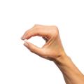 Hand holding a single Metagenics Zinc Carnosine Complex tablet. 