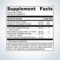 Supplement facts label for Metagenics MyoCalm® Plus—60 tablets, showing detailed ingredients and daily nutrition.