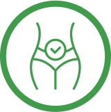 Green icon of a female torso representing Women's Health.
