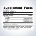 Supplement facts label for Metagenics SpectraZyme® Pancreatic Enzymes Extra Strength, 90 tablets, showing detailed ingredients and daily nutrition.