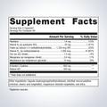 Supplement facts label Metagenics MethylCare®, 120-capsules, showing detailed ingredients and daily nutrition values.