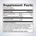Supplement facts label for Metagenics Glucosamine Sulfate 750™—60 tablets, showing detailed ingredients and daily nutrition.