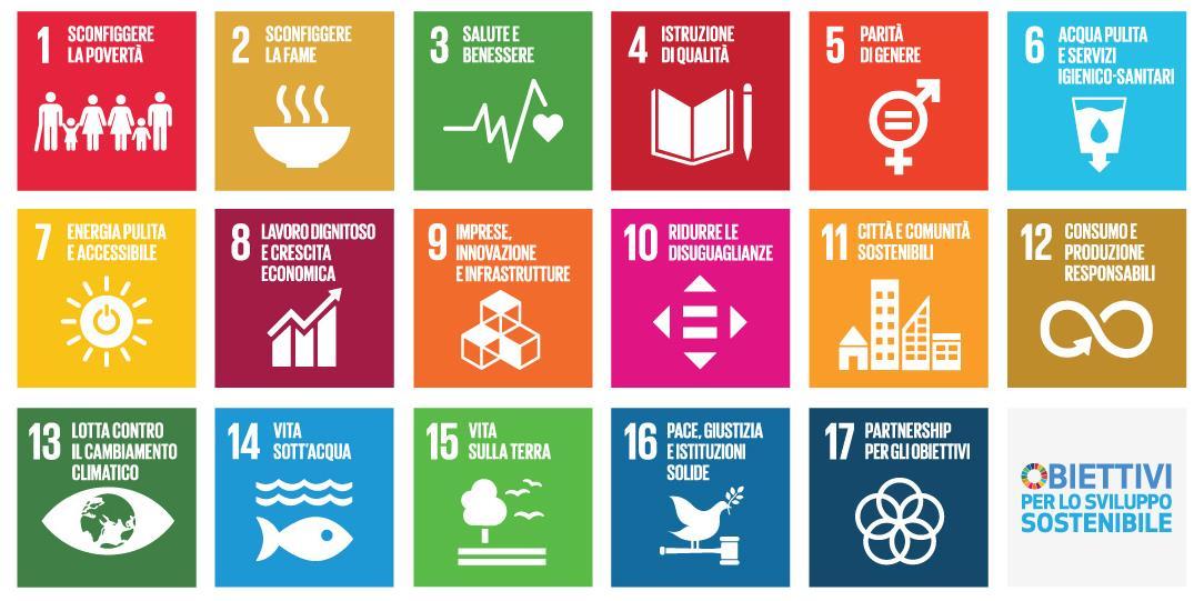 Le icone dei 17 Obiettivi di Sviluppo Sostenibile