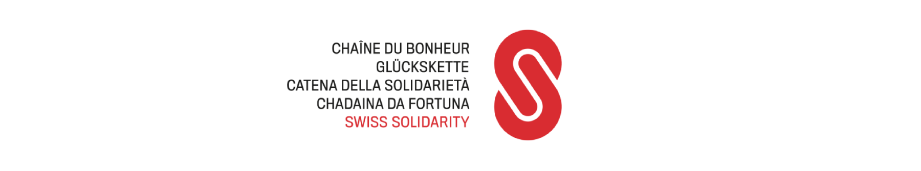 Logo Glückskette in fünf Sprachen: Französisch, Deutsch, Italienisch, Rumantsch und Englisch