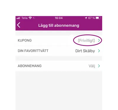 En skärmbild av Dirt appen