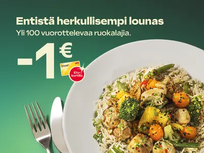 HelmiSimpukan lounaslistalla on yli 100 kiertävää ruokalajia.