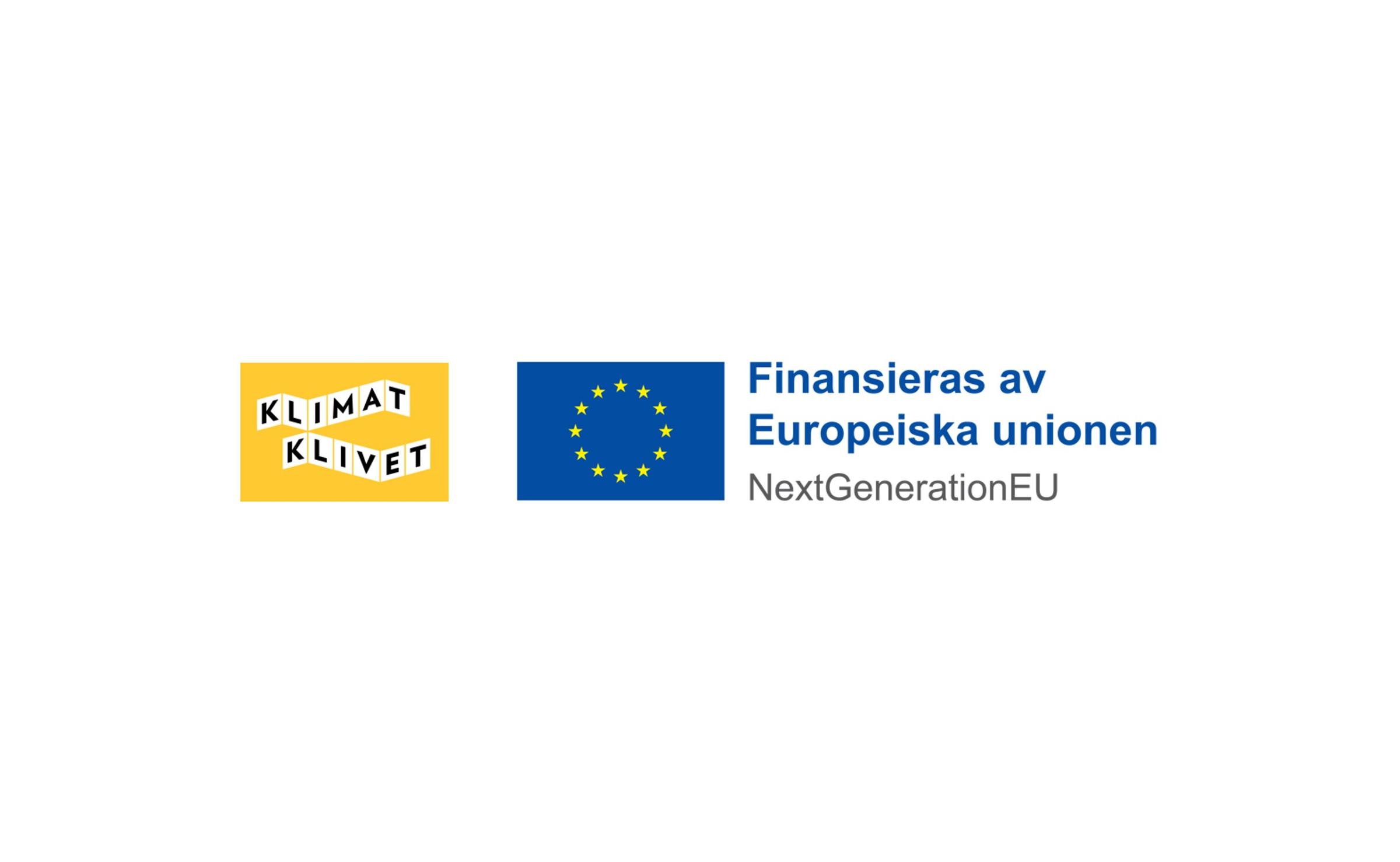 Logotyp Klimatklivet/ Finansieras av Europeiska Unionen