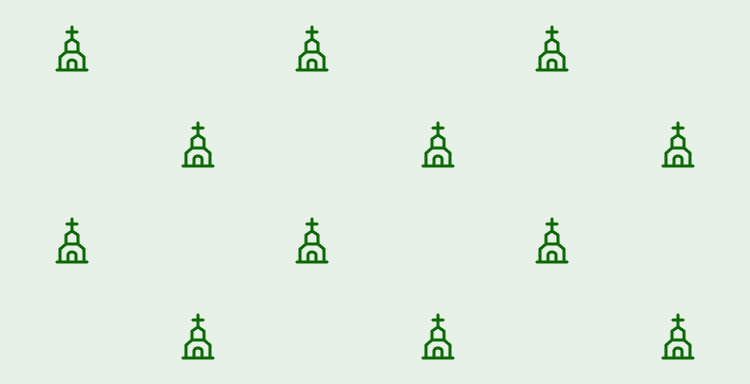 Mønster med grønne kirker